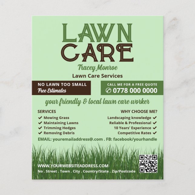 Flyer Logo de Lawn Care, Servicios de atención al jardín