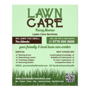 Flyer Logo de Lawn Care, Servicios de atención al jardín