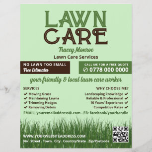 Flyer Logo de Lawn Care, Servicios de atención al jardín