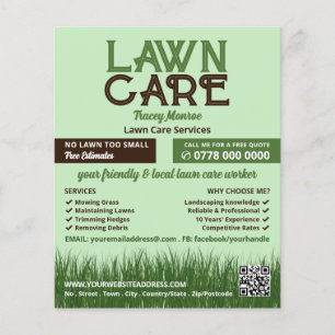 Flyer Logo de Lawn Care, Servicios de atención al jardín