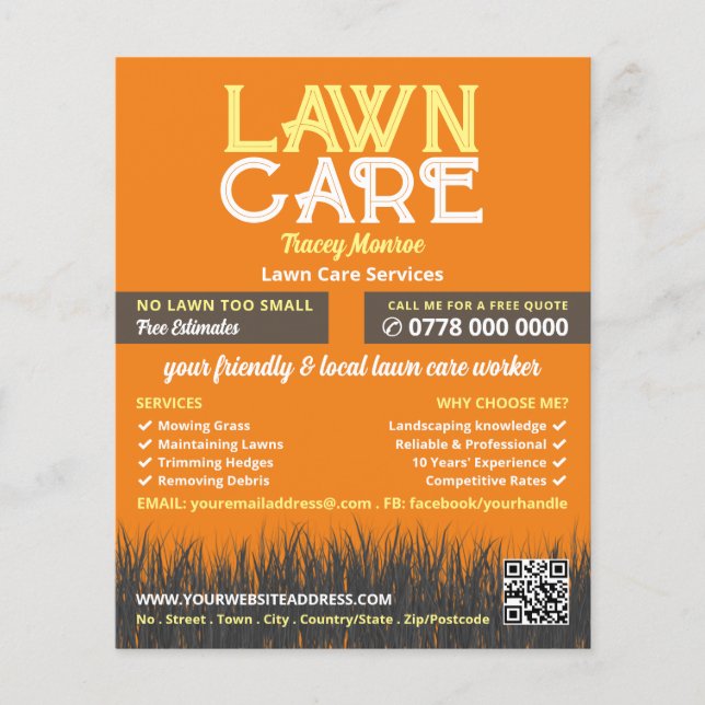 Flyer Logo de Lawn Care, Servicios de atención al jardín (Frente)