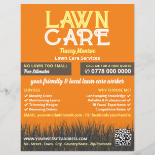 Flyer Logo de Lawn Care, Servicios de atención al jardín