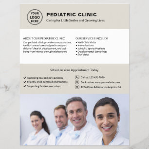 Flyer Logo de médico de clínica pediátrica QR neutro bei