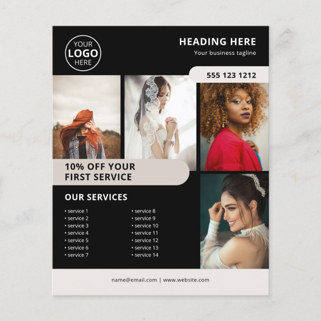 Flyer Logo de negocio de marketing en negro (Frente)