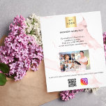 Flyer Logo de negocios foto código qr Instagram mármol r<br><div class="desc">Personalice y agregue su logotipo comercial,  nombre,  texto,  foto,  su propio código QR a su cuenta de Instagram. Mármol rosa Rubor como fondo.</div>