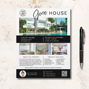 Flyer Logo de Real Estate Open House Moderno Script