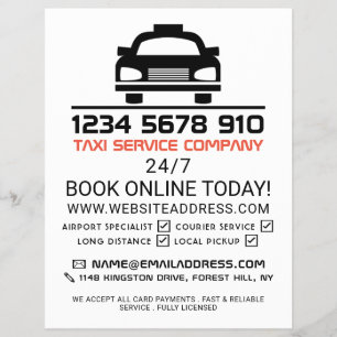 Flyer Logo de Taxi Negro, empresa de taxi con lista de p