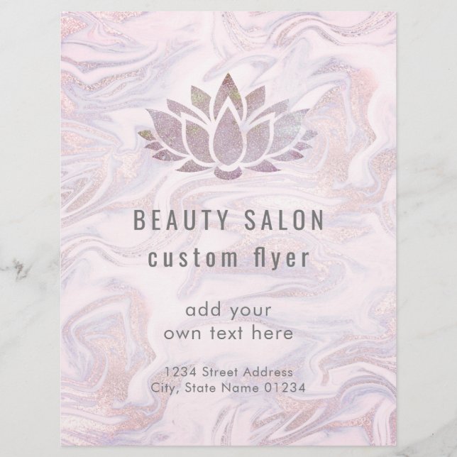 Flyer logo del loto sobre mármol líquido (Frente)