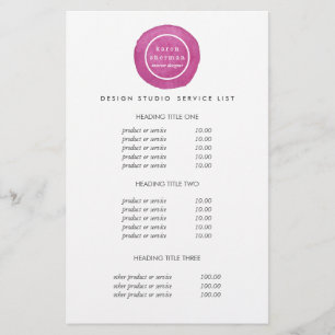 Flyer Logo femenino rosa caliente Precios y servicios