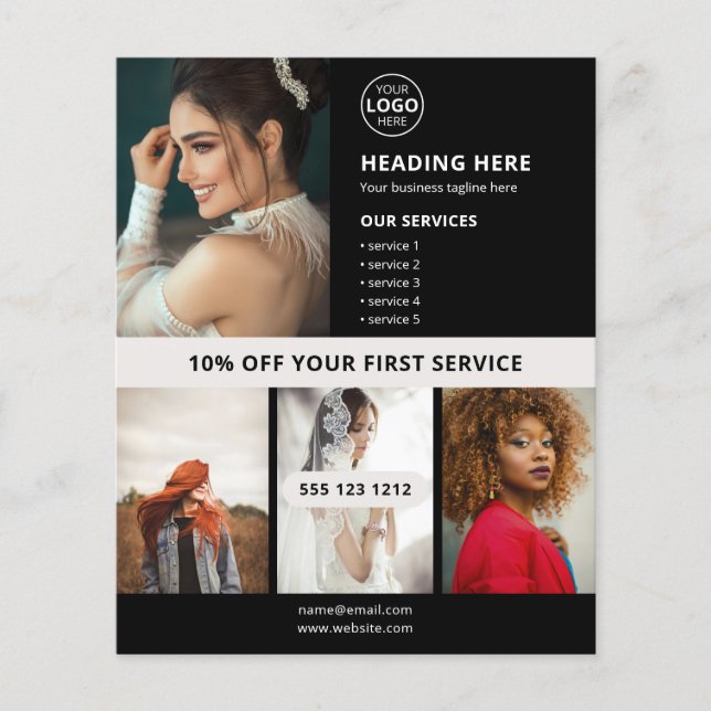 Flyer Logo Foto Marketing Empresarial Negro (Frente)