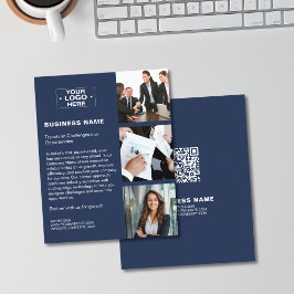 Flyer Logo fotográfico QR Moderno Navy Blue Corporate Bu