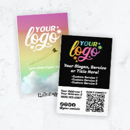 Flyer Logo moderno Código QR Foto arcoiris blanco negro