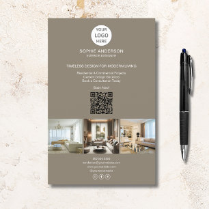 Flyer Logo Moderno Foto QR Beige Profesional Empresa