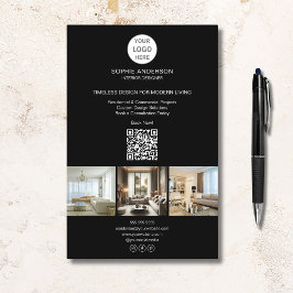 Flyer Logo Moderno Foto QR Negro Profesional Empresarial