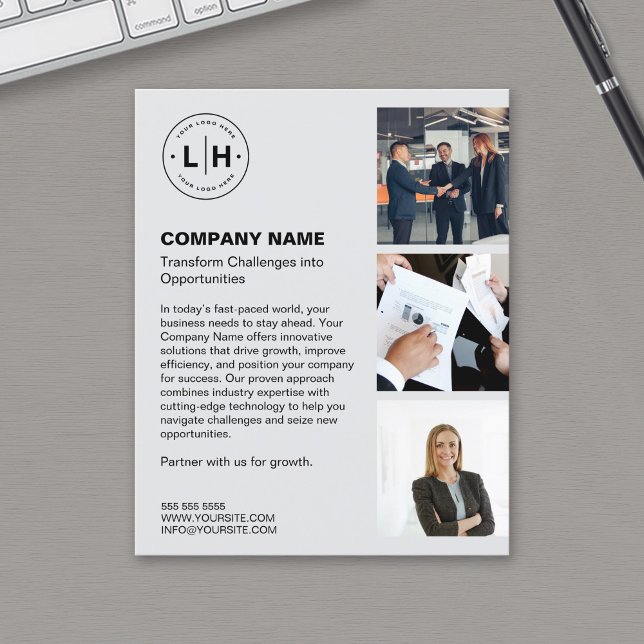 Flyer Logo moderno Photo Grey Professional Business (Modern Logo Photo Gray Professional Business Flyer)