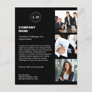 Flyer Logo Personalizado Moderno Foto Negocio Negro
