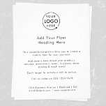 Flyer Logotipo comercial | Blanco sencillo y Minimalista<br><div class="desc">Una sencilla plantilla de volante de negocios blanco y personalizado en un estilo minimalista moderno que se puede actualizar fácilmente con el logotipo de su empresa, los detalles de contacto y el texto del folleto del personalizado. La solución perfecta para cualquier empresa que incluya detalles de sus productos, servicios, precios...</div>
