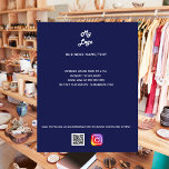 Flyer logotipo comercial código qr Instagram personaliza<br><div class="desc">Fondo azul marino,  texto blanco. Personalice y agregue su logotipo comercial,  nombre,  dirección,  texto,  su propio código QR a su cuenta de Instagram.</div>