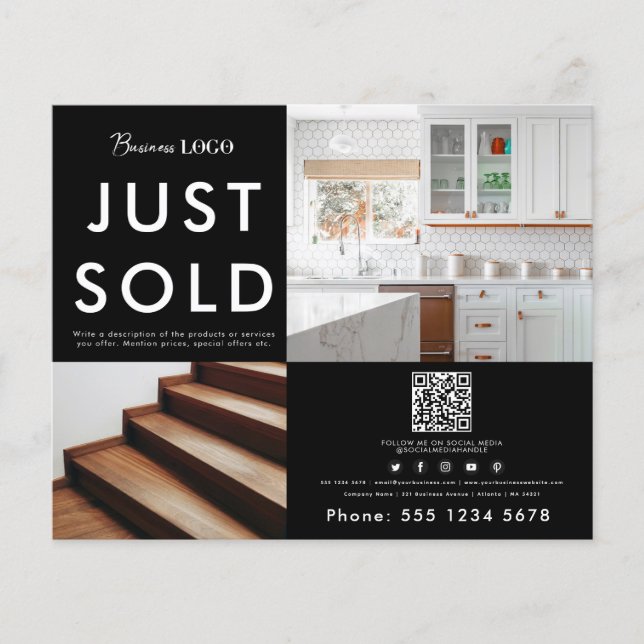 Flyer logotipo comercial de código QR de fotos promocion (Frente)