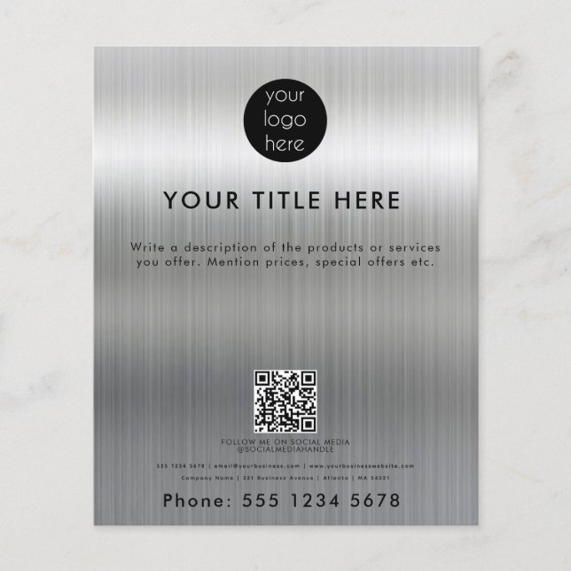Flyer Logotipo comercial de plata metálica Promoción de  (Frente)