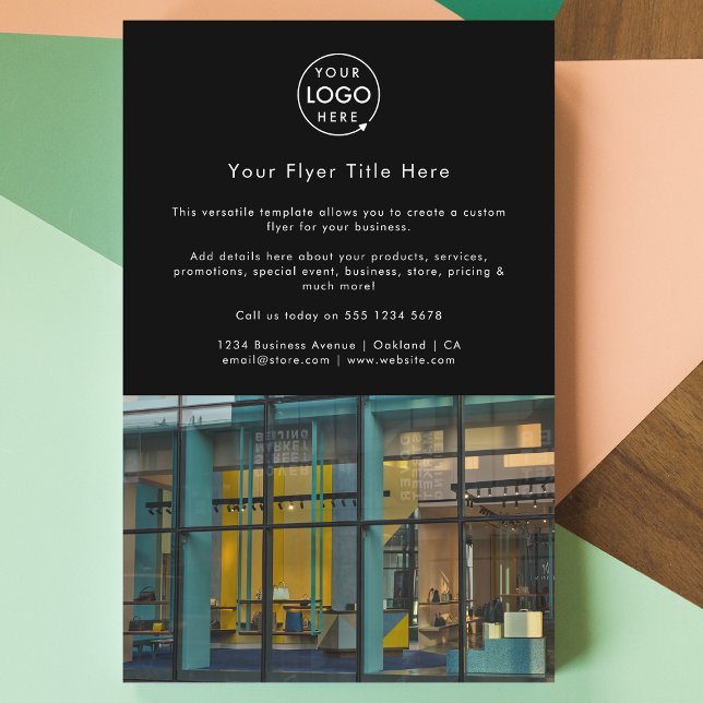 Flyer Logotipo comercial | Fotografía moderna de estilo  (Upload your logo and photo for a polished professional marketing flyer)