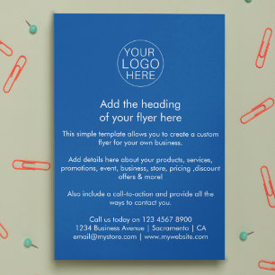 Flyer Logotipo comercial   Personalizado azul simple