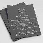Flyer Logotipo comercial | Personalizado blanco gris sim<br><div class="desc">Una sencilla plantilla de volante de negocios en blanco y gris personalizado con un sencillo estilo minimalista que se puede modificar y actualizar fácilmente con su propio logotipo comercial,  detalles del producto,  precios y más! Elija el tamaño del volante y el tipo de papel en el menú de opciones.</div>