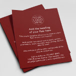 Flyer Logotipo comercial | Personalizado rojo simple<br><div class="desc">Una sencilla plantilla de personalizado de viajes de negocios de texto rojo y blanco burgundy con un sencillo estilo minimalista que puede modificarse y actualizarse fácilmente con su propio logotipo comercial, detalles del producto, precios y más! Elija el tamaño del volante y el tipo de papel en el menú de...</div>