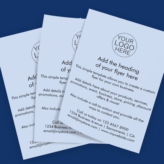 Flyer Logotipo comercial | Personalizado simple azul cla (Subido por el creador)