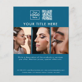 Flyer Logotipo comercial Salón de belleza azul 3 Fotos C