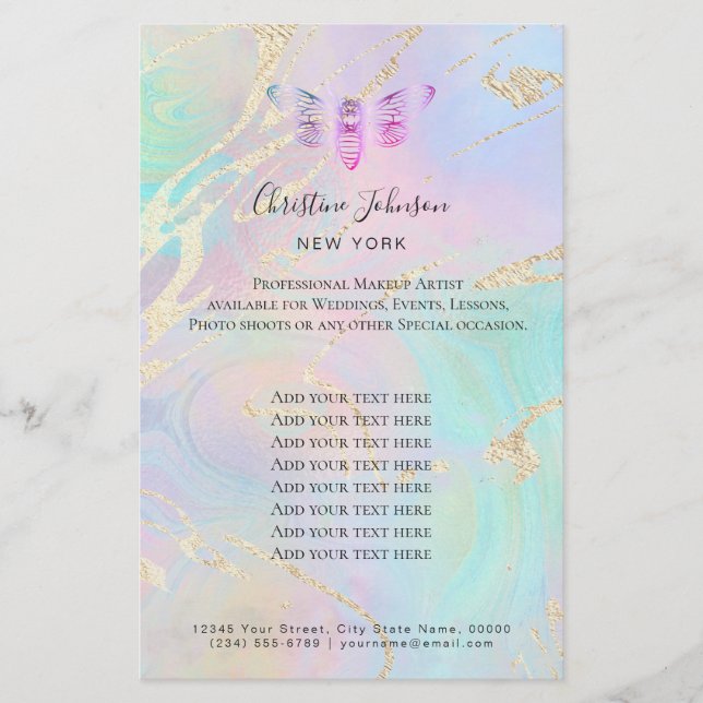 Flyer logotipo de abeja en efecto iridiscente falso (Frente)