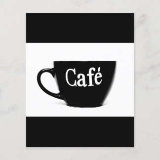 FLYER LOGOTIPO DE BEBIDAS BLANCO NEGRO DE CAFÉ MUG MAÑAN