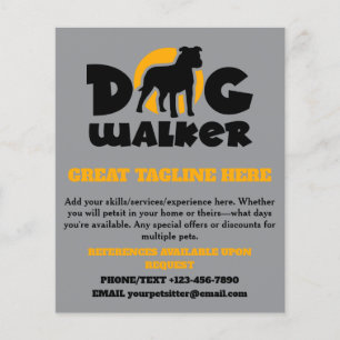 Flyer Logotipo de bulldog Perro Walker Mascota Sitting F
