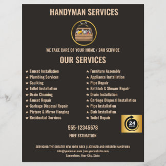 Flyer Logotipo de caja de herramientas de oro negro mode