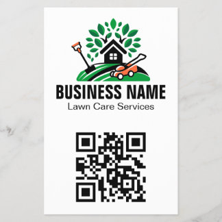 Flyer Logotipo de casa de paisaje verde Código Qr Cortac