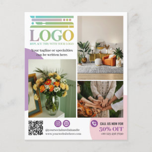 Flyer Logotipo de Círculos Rosados Morados Fotos Promoci