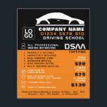 Flyer Logotipo de coche en blanco y negro, escuela de co<br><div class="desc">Logotipo de coche en blanco y negro,  escuela de conducción,  folleto publicitario para instructores de The Business Card Store.</div>