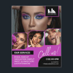Flyer Logotipo de Collage de fotos magenta Promoción de<br><div class="desc">Volante de doble cara para un artista de maquillaje, pintor de uñas, peluquero o profesión similar donde se necesita mostrar su trabajo en un collage retro de fotos con bordes magenta y fondo magenta. Personalice con su logotipo y en la parte posterior una foto adicional y su código QR con...</div>