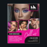 Flyer Logotipo de Collage de fotos Rosado Caliente Promo<br><div class="desc">Volante de doble cara para un artista de maquillaje, pintor de uñas, peluquero o profesión similar donde necesitas mostrar tu trabajo en un collage retro de fotos con bordes rosados calientes y fondo rosado caliente. Personalice con su logotipo y en la parte posterior una foto adicional y su código QR...</div>