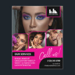 Flyer Logotipo de Collage de fotos Rosado Caliente Promo<br><div class="desc">Volante de doble cara para un artista de maquillaje, pintor de uñas, peluquero o profesión similar donde necesitas mostrar tu trabajo en un collage retro de fotos con bordes rosados calientes y fondo rosado caliente. Personalice con su logotipo y en la parte posterior una foto adicional y su código QR...</div>