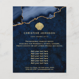 Flyer logotipo de concha en diseño azul