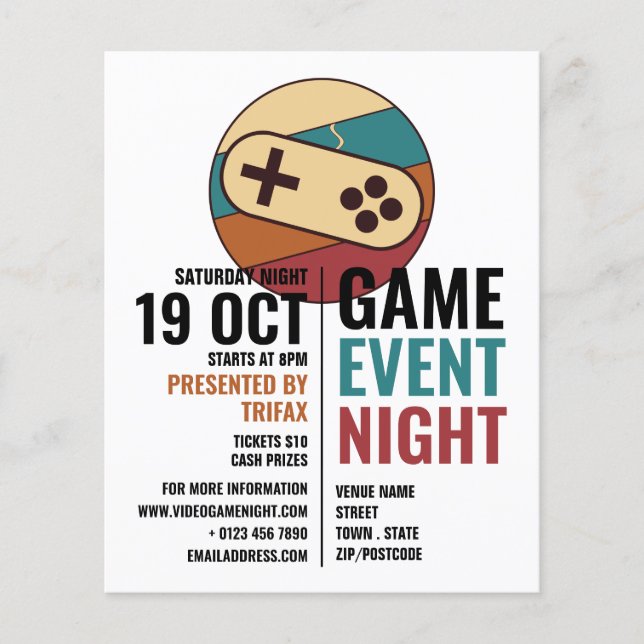 Flyer Logotipo de controlador de juegos, anuncio de even (Frente)