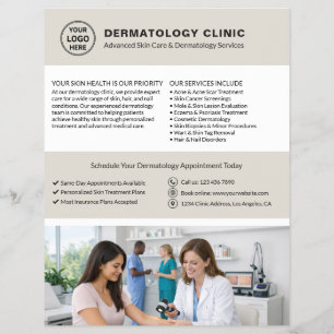 Flyer Logotipo de Dermatólogo Médico de la Piel QR Beige
