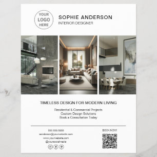 Flyer Logotipo de diseñador de interiores Foto Blanca Pr