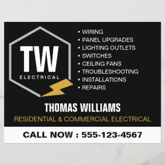 Flyer Logotipo de Electricista Profesional Servicios Elé