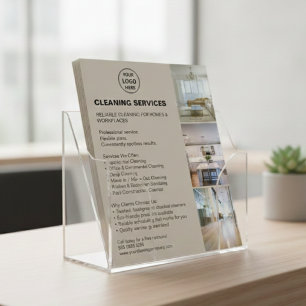 Flyer Logotipo de foto de servicios de limpieza modernos