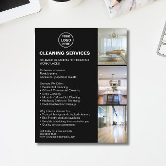 Flyer Logotipo de foto de servicios de limpieza modernos