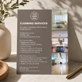 Flyer Logotipo de foto de servicios de limpieza modernos