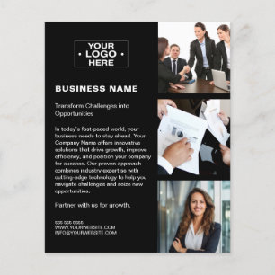 Flyer Logotipo de foto QR moderno negro empresarial corp