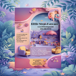 Flyer Logotipo de guardería preescolar Little Steps Dayc